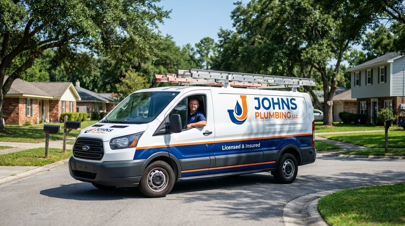 Johns Plumbing LLC service van in Fleetwood, PA