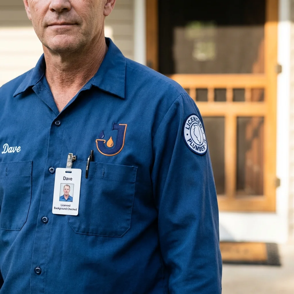 Licensed plumber showing ID badge in Fleetwood, PA