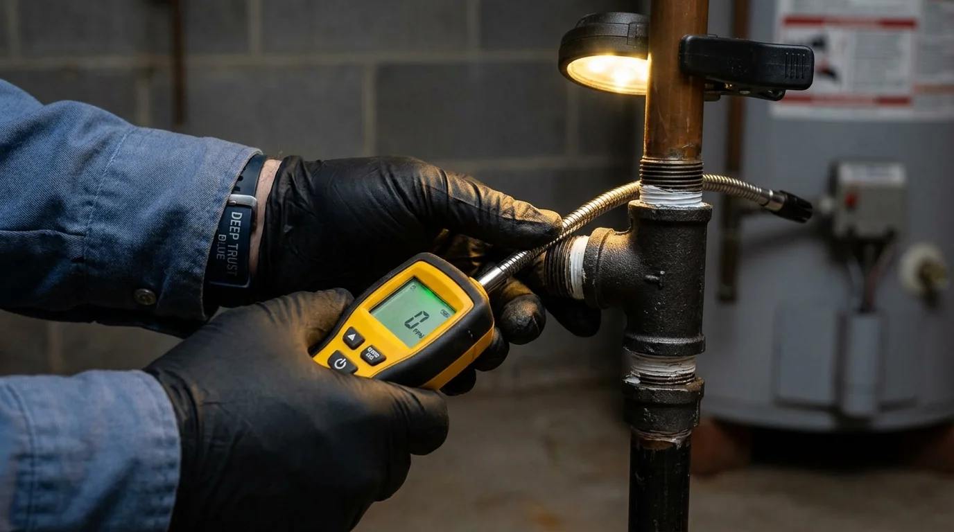 Gas leak detection with electronic sniffer by Johns Plumbing LLC in Fleetwood
