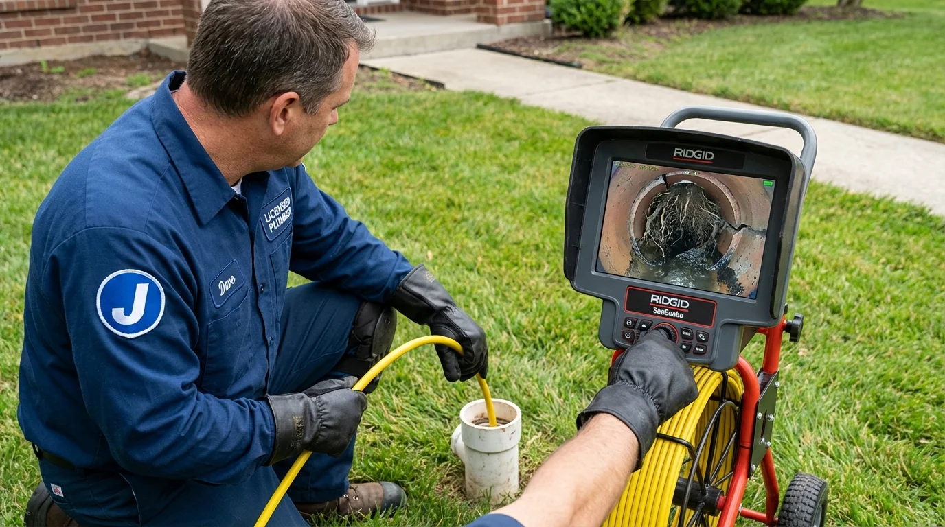 Sewer camera inspection being performed by Johns Plumbing LLC in Fleetwood